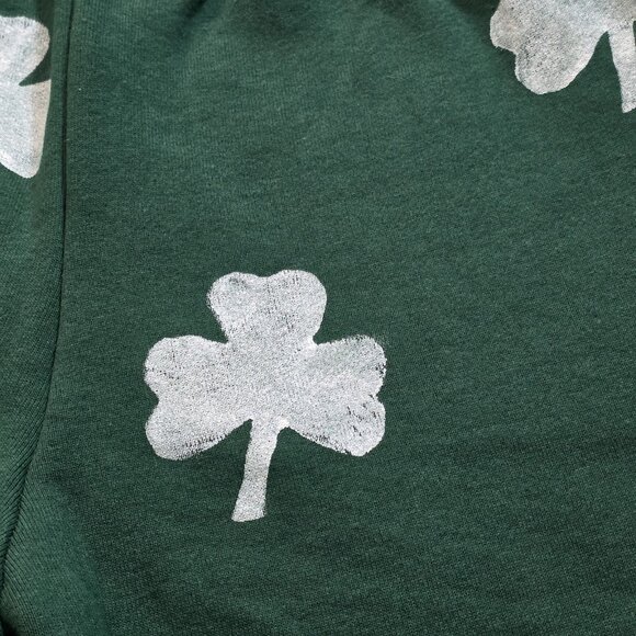 Russel Athletic Shamrock AOP Sweatpants S Green Drawstring Fleece Inside College - Picture 12 of 15